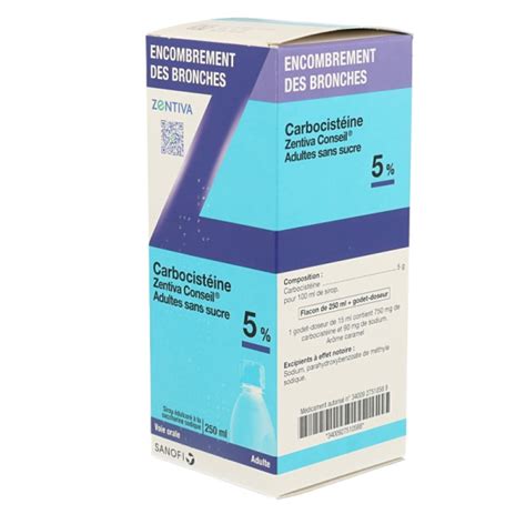 Sanofi Carbocisteine Zentiva Conseil 5 Adultes Sans Sucre 250ml