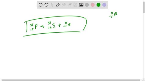 Write the nuclear equation for the decay of phosphorus- 32 to sulfur- 32 by beta emission. A ...