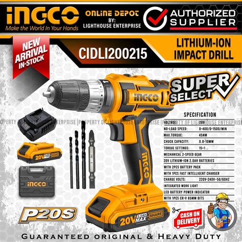 Ingco V Lithium Ion Impact Drill Cordless Hammer Drill Cidli