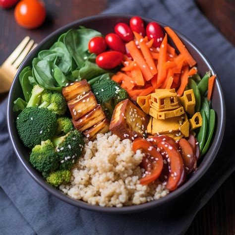 Colorful Vegan Buddha Bowl Premium Ai Generated Image