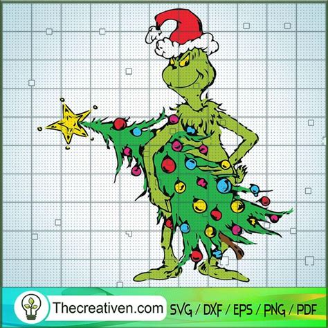 The Grinch Is Holding A Christmas Tree And Wearing A Santas Claus Hat