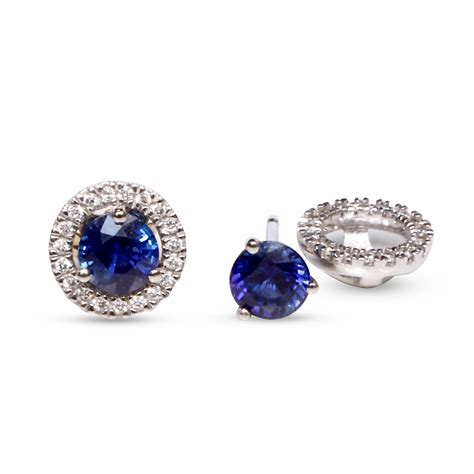 Ceylon Sapphire Halo Stud Earrings Nicole Winkler Jewellery