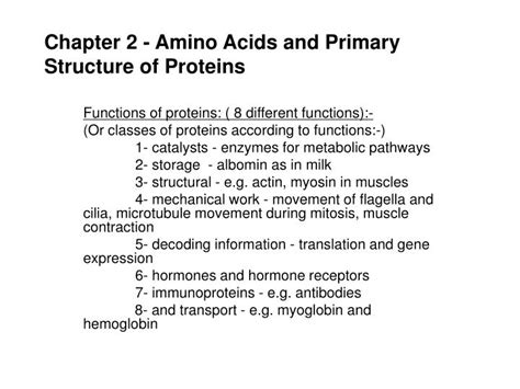 Ppt Chapter 2 Amino Acids And Primary Structure Of Proteins Powerpoint Presentation Id3498972