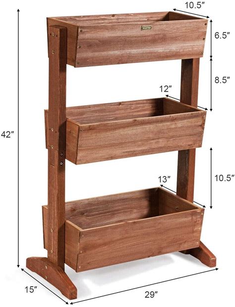 3 Tier Raised Garden Bed Vertical Freestanding Wooden Flower Rack With