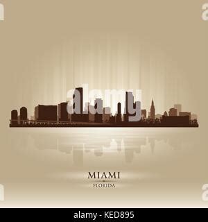 Miami City Skyline Silhouette Background Vector Illustration Stock