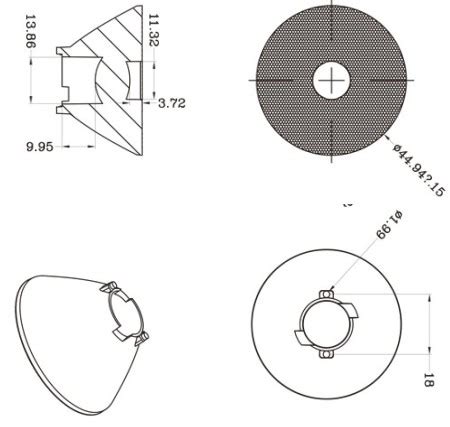 High Power COB LED Lens 24 Degree With Coating Application 45mm