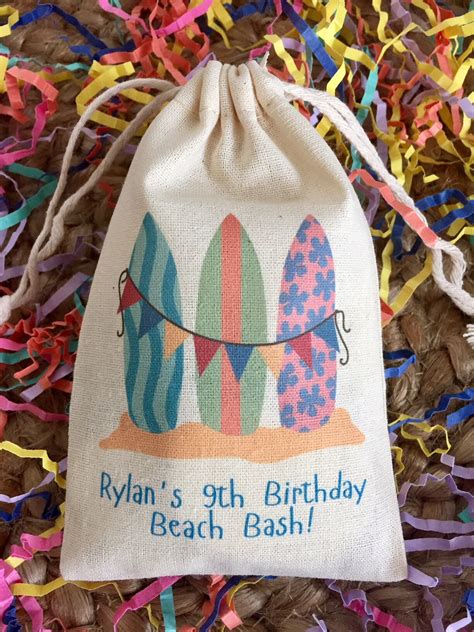 Set Of 10 Beach Surf Theme Party Personalized Favor Bags Etsy