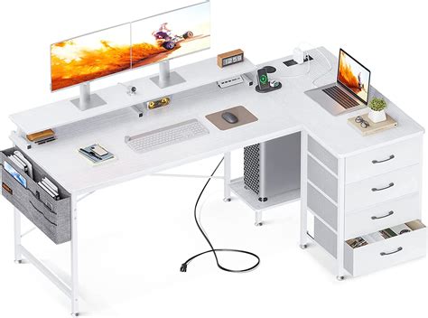 Odk Inch L Shaped Computer Desk With Usb Charging Port Power