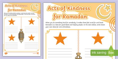 Acts Of Kindness Ramadan Activity Sheet Lehrer Gemacht