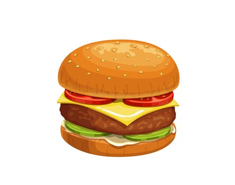 Cheeseburger De Desenho Animado De Fast Food Hamb Rguer Isolado