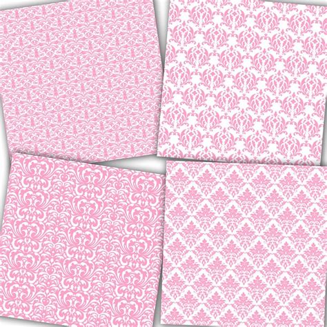 Pink Damask Digital Paper Pink Damask Patterns Etsy