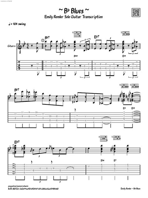 01 Emily Remler Bb Blues Standard Notation Tabs Pdf