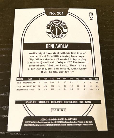 Panini Nba Hoops Deni Avdija Rookie Ebay