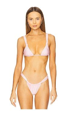 Solid Striped Ellery Bikini Top In Carnation REVOLVE