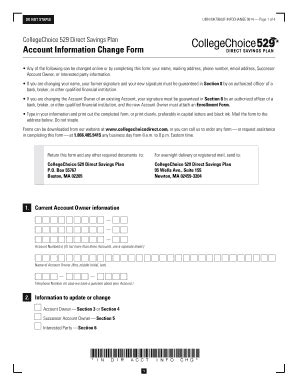 Fillable Online Collegechoice Direct Savings Plan Account