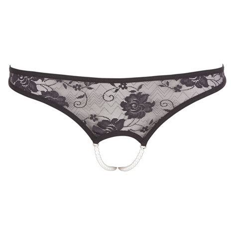 Perizoma Aperto Con Perle In Pizzo Nero Cottelli Collection Lingerie