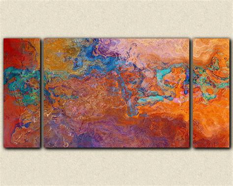 Oversize Contemporary Triptych 30x60 To 40x78 Canvas Print In Rust