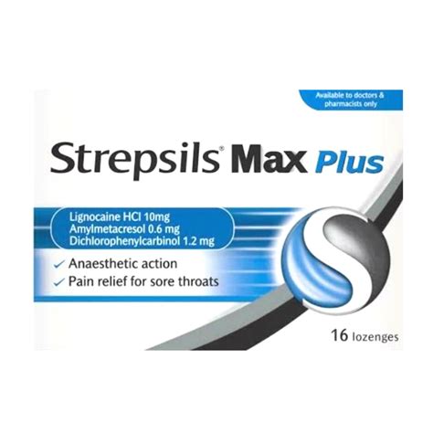 STREPSILS MAX PLUS LOZENGES 16 S LIGNOCAINE HCL AMYLMETACRESOL