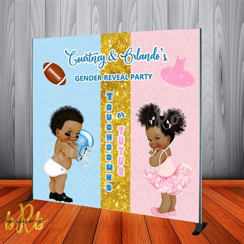 Touchdowns Or Tutus Gender Reveal Backdrop Personalized Printed And Ship