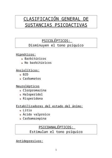 DOC Clasificación General de Psicofármacos DOKUMEN TIPS