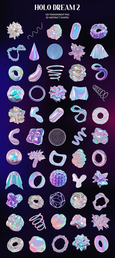 Holo Iridescence D Shapes Graphics On Behance