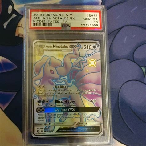 Pokemon Alolan Ninetales GX Hidden Fates SV53 Graded Card PSA 10 Values