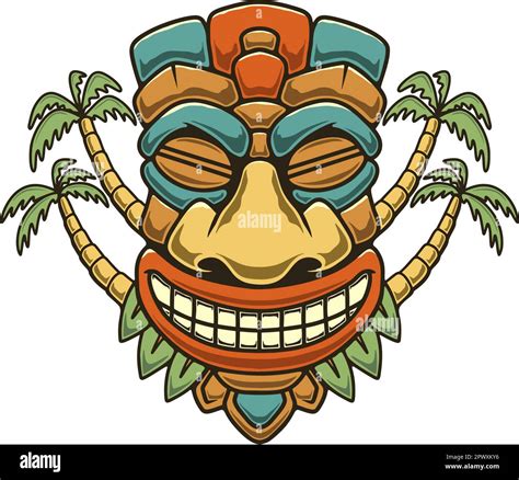 Traditional Polynesian Tiki Idol Illustration Of Tribal Tiki Mask