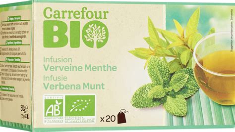 Infusion Verveine Menthe Bio Carrefour 30 G 20 X 1 5 G