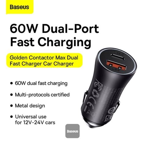 Baseus Online Baseus Golden Contactor Max Dual Fast Charger Car