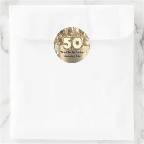 50th Birthday Gold Ballons Thank You For Coming Classic Round Sticker