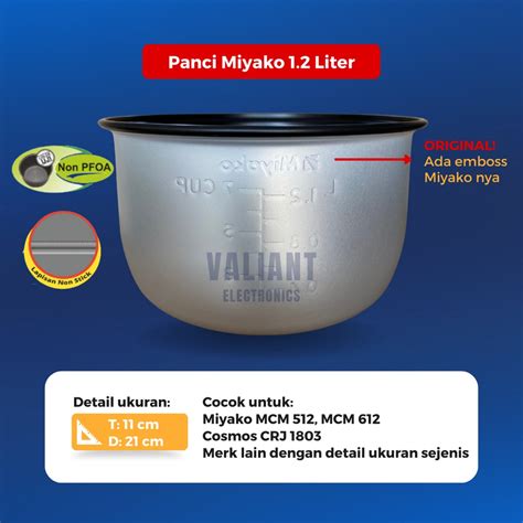 Jual Panci Rice Cooker Magic Miyako 0 6 1 2 1 8 2 2 Liter DIJAMIN