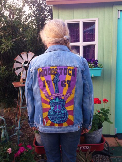 Vintage Woodstock Poster Custom Painted On Denim Jacket By Bleudoor On