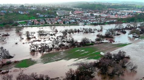 Drone footage captures Salinas River at flood stage