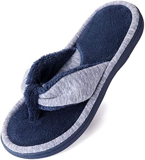 Ladies Memory Foam Flip Flop Slippers, Womens Adjustable Terry Cozy Spa ...