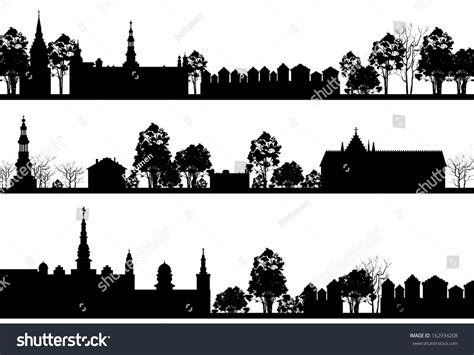 Country Landscapes Church Trees Stock Vector (Royalty Free) 162934208 ...