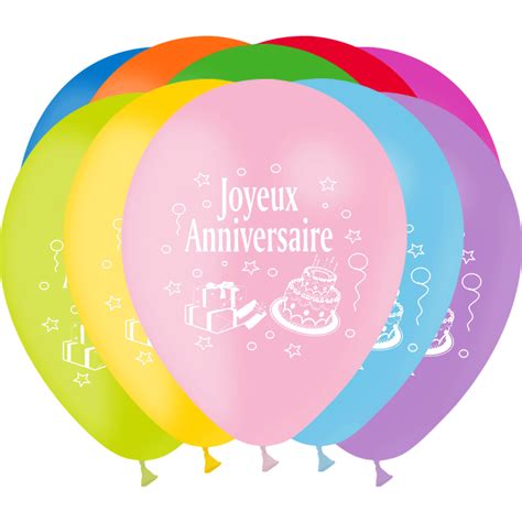 100 Ballons Latex HG95 Joyeux Anniversaire Assortis PMS Abc