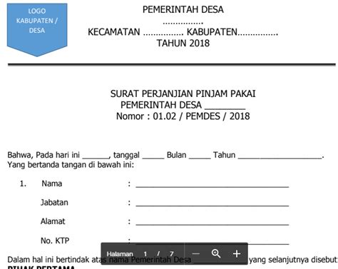 Contoh Format Surat Perjanjian Pinjam Pakai Dan Addendum Nya Seputar Desa