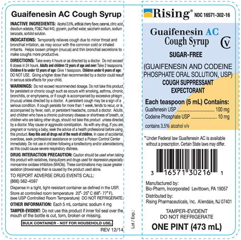 Guaifenesin AC (syrup) Rising Pharmaceuticals