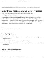 Eyewitness Testimony And Memory Biases Pdf Eyewitness