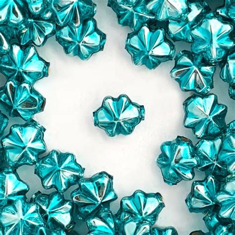 6 Aqua Blue 14mm Star Starburst Blown Glass Garland Beads