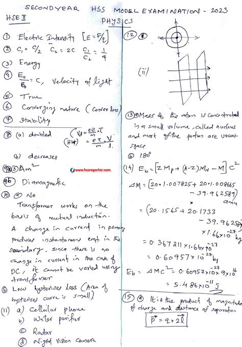 SOLUTION Hssrptr Physics Answerkey 2 Model 2023 Studypool