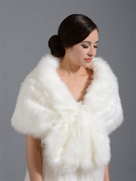 Faux Fur Wrap Bridal Shrug Stole Shawl Cape A001