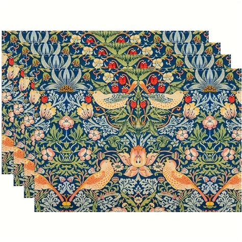 1 4pc Strawberry Blue Green Table Mats Pimpernel Placemat Chinoiserie