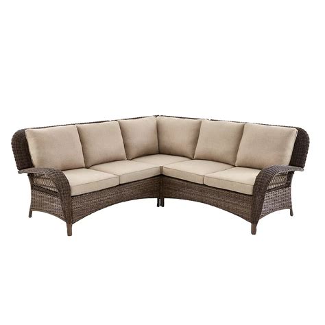 Hampton Bay Beacon Park 3 Piece Brown Wicker Outdoor Patio Sectional