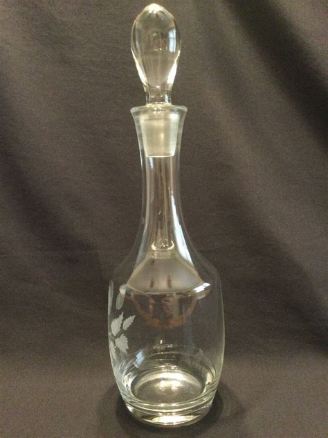 Etched Flowers Decanter Vintage Floral Liquor Bar Bottle With Etsy