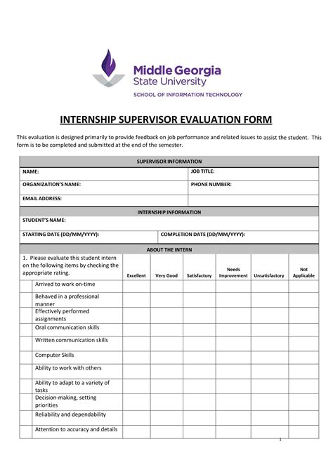 Free Internship Review Forms In Pdf Ms Word