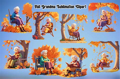 Funny Fall Grandma Sublimation Clipart Graphic By Artneticy Fly