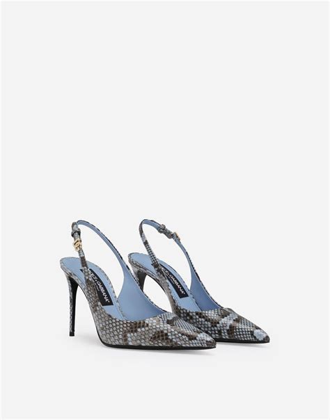 Python Skin Slingbacks In Light Blue For Women Dolceandgabbana®