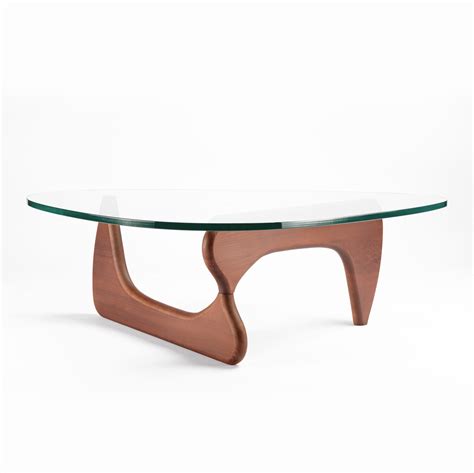 Table Basse Verre Trempé 19mm Style Noguchi Design En Bois Massif Salon