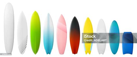 Surfboards Vector Set Types Of Surfing Boards Different Tail Shapes